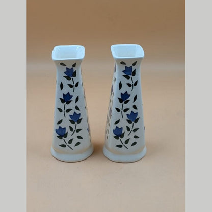Flower Vase - Set of 2 Royal Blue Floral Vine Design