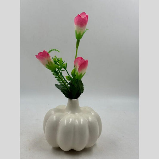 Pumpkin Flower Vase - Glossy Milk White