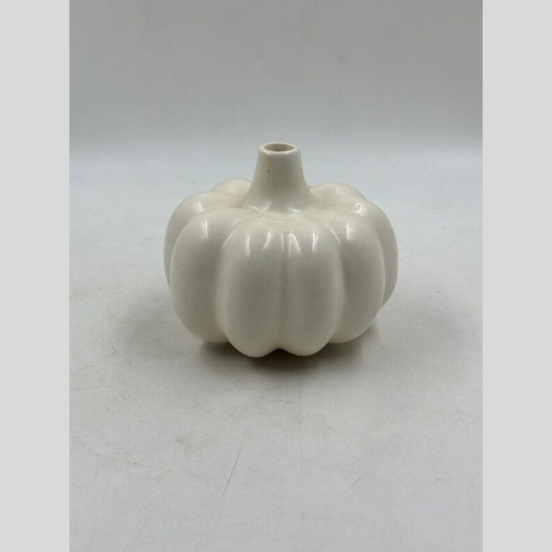 Pumpkin Flower Vase - Glossy Milk White