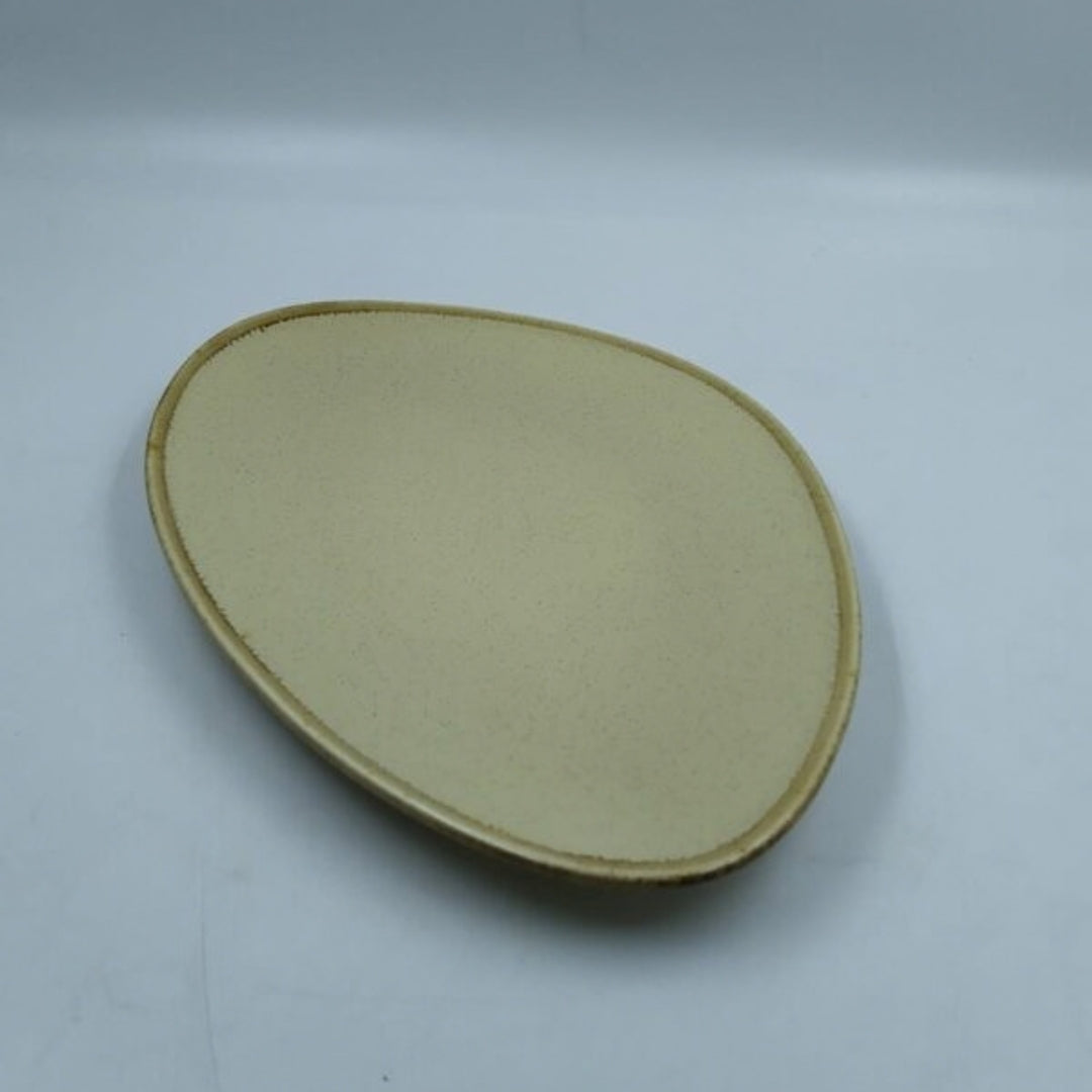 Platter - Asymmetric Organic Shape Light Creme Matte Glazed