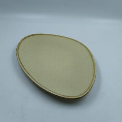 Platter - Asymmetric Organic Shape Light Creme Matte Glazed