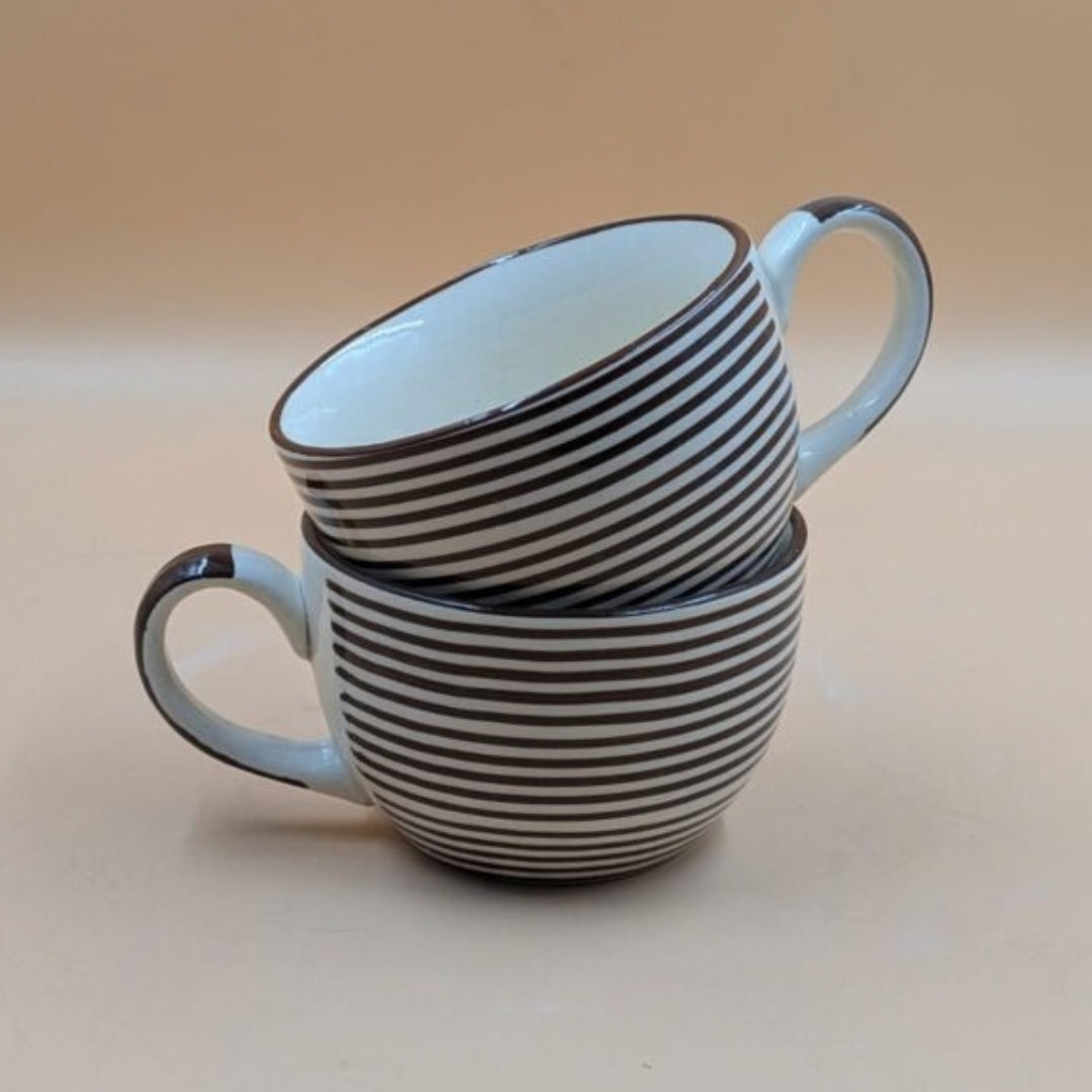 Soup Cups  - Black Horizontal Striped