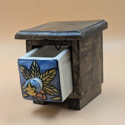 Wooden Mini Chest with Ceramic Drawer