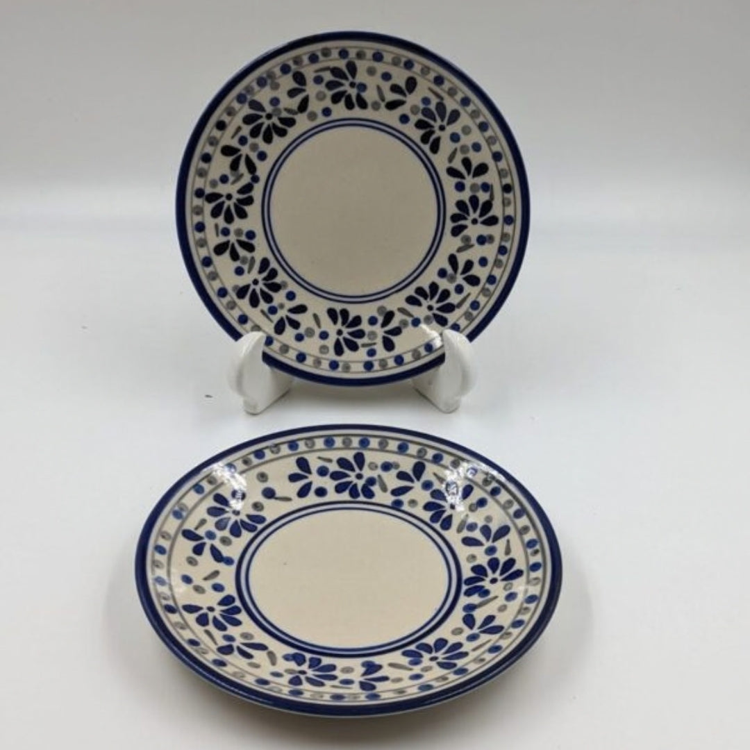 Quarter Plate - Blue Floral Rim with Cream Center