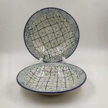 Soup Plates - Green & Blue Wire Mesh Design