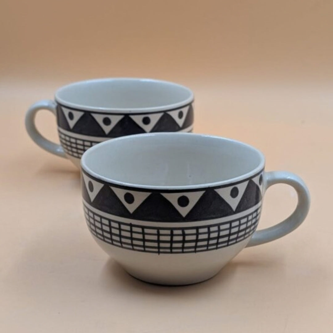 Soup Cups - Black Geometric Tribal Pattern