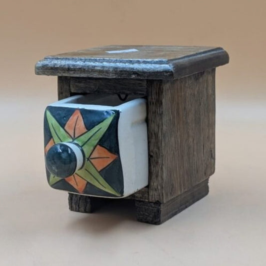 Wooden Mini Chest with Ceramic Drawer