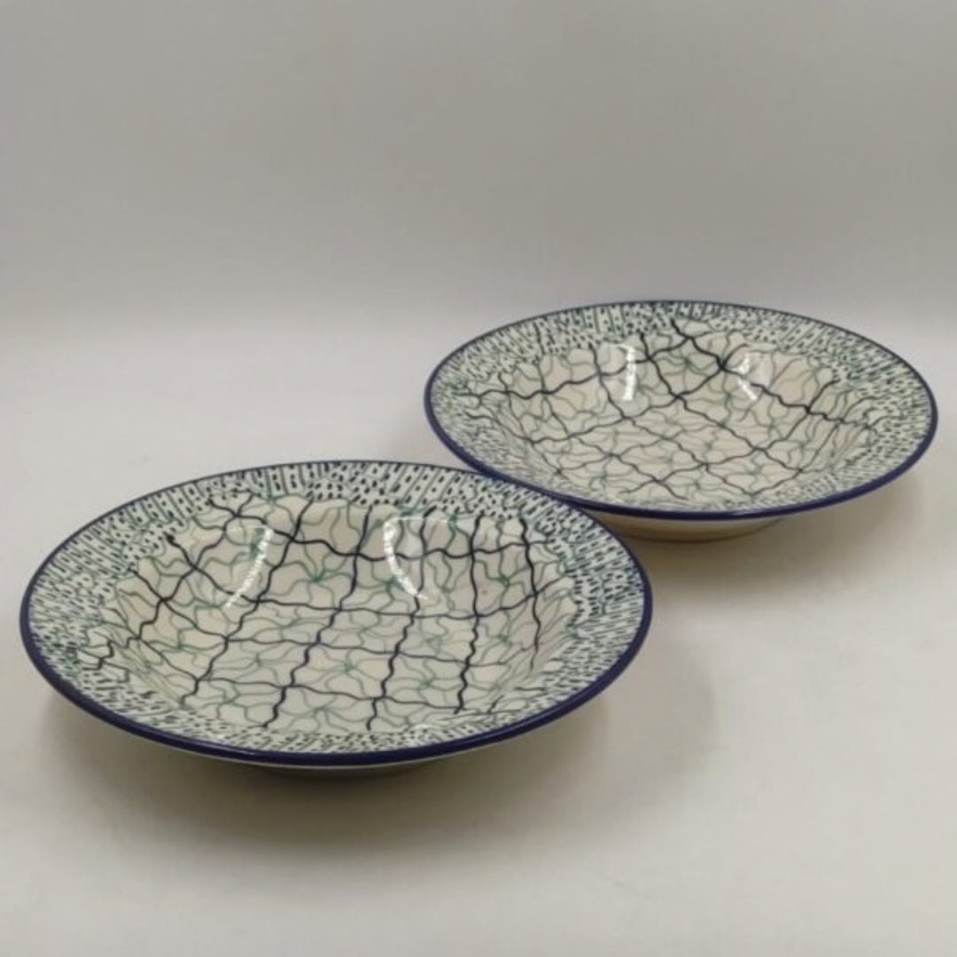 Soup Plates - Green & Blue Wire Mesh Design