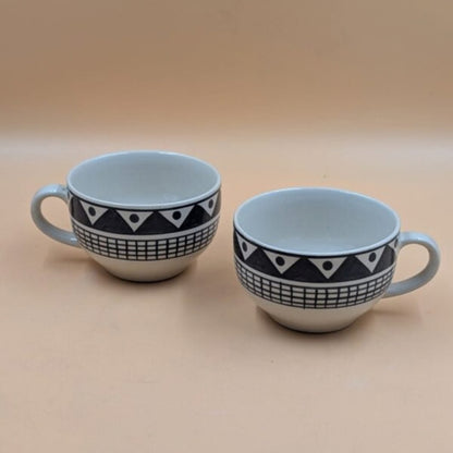 Soup Cups - Black Geometric Tribal Pattern