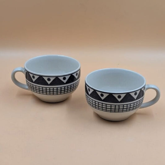 Soup Cups - Black Geometric Tribal Pattern