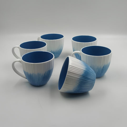 Cups Set - Set of 6, Blue & White