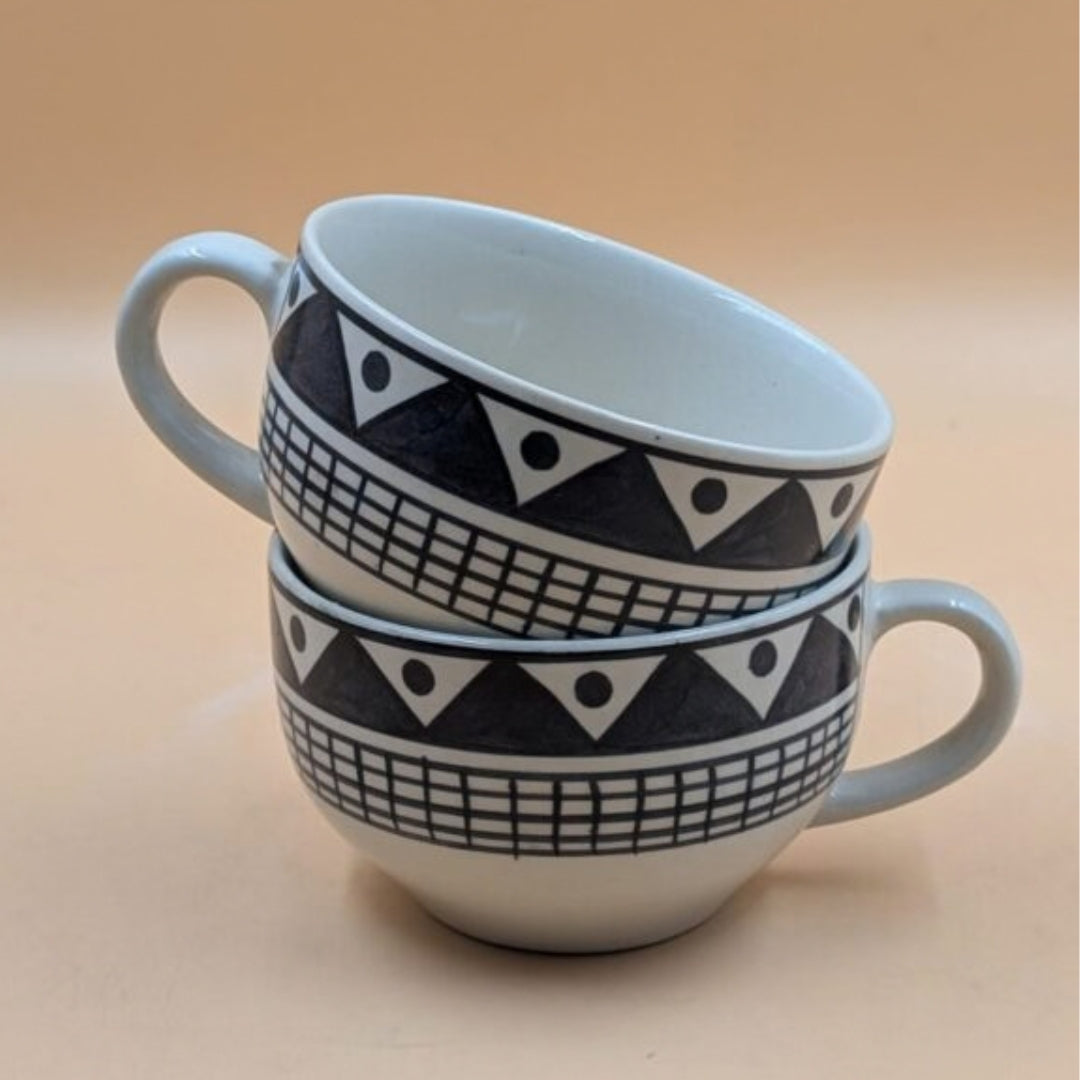 Soup Cups - Black Geometric Tribal Pattern