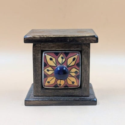 Wooden Mini Chest with Ceramic Drawer