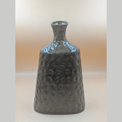 Flower Vase (31 cm) - Tall Hammered Textured Charcoal Grey Vase