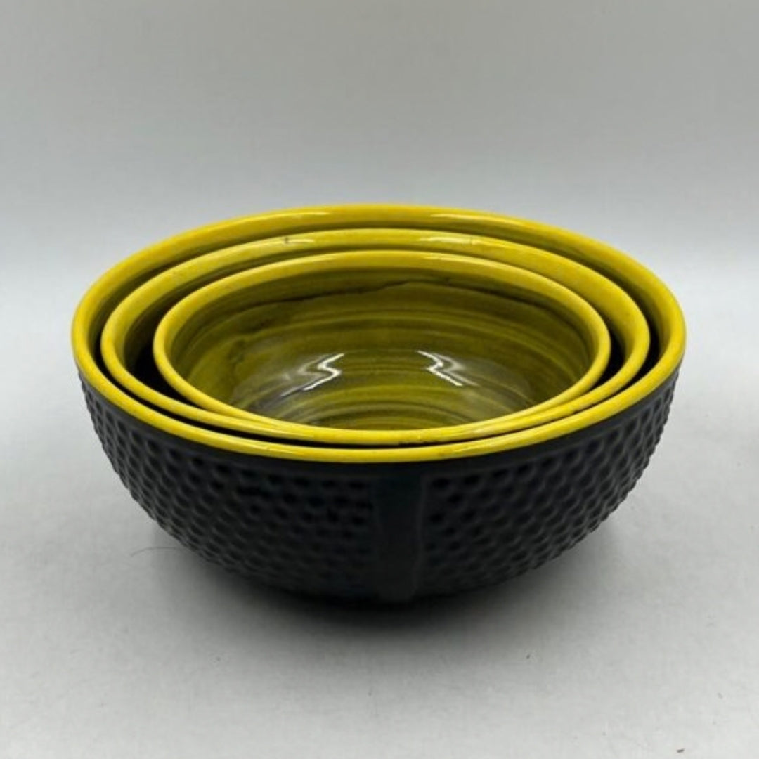 Serving Containers Set - Black & Yellow Swirl Inner