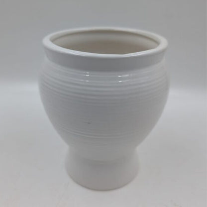 Planter - Pure White Ribbed Urn Pot, Pedestal Base