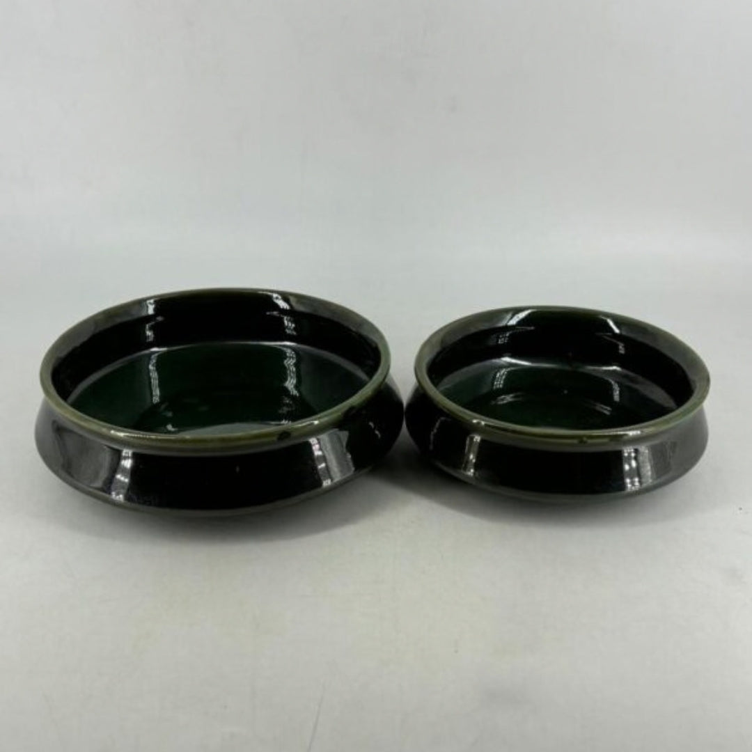 Ceramic Handi Serving Bowls - Glossy Deep Emerald Green