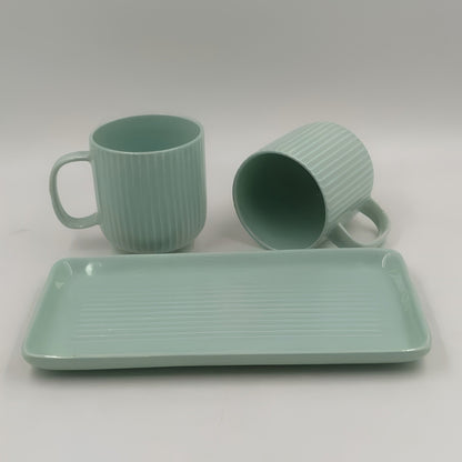 Mugs with Tray - 2 Mugs with Tray, Light Mint Green