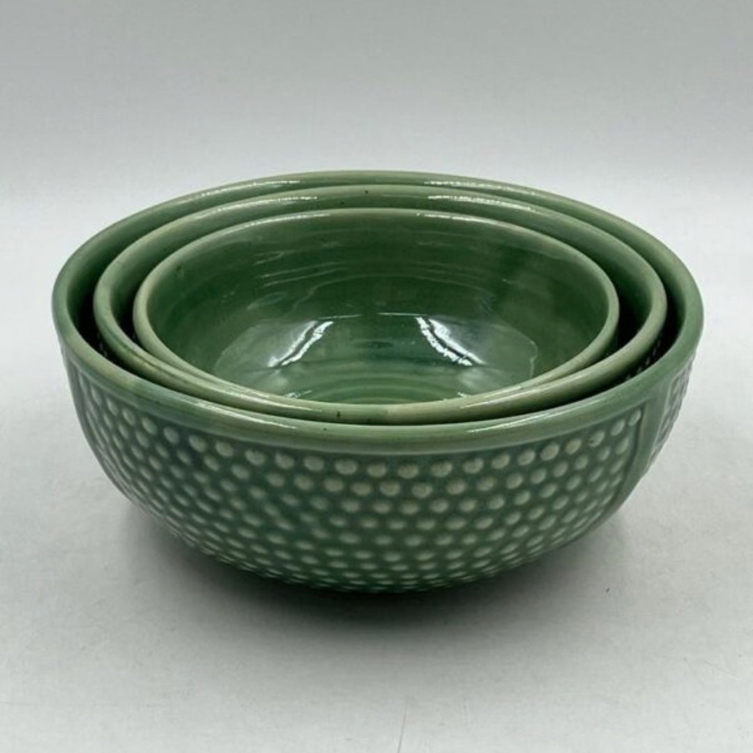 Serving Containers Set - Light Sage Green Dot Texture