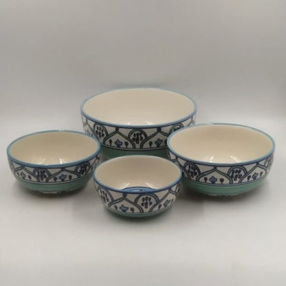 Serving Containers Set - Handpainted Blue & Teal Floral Motif