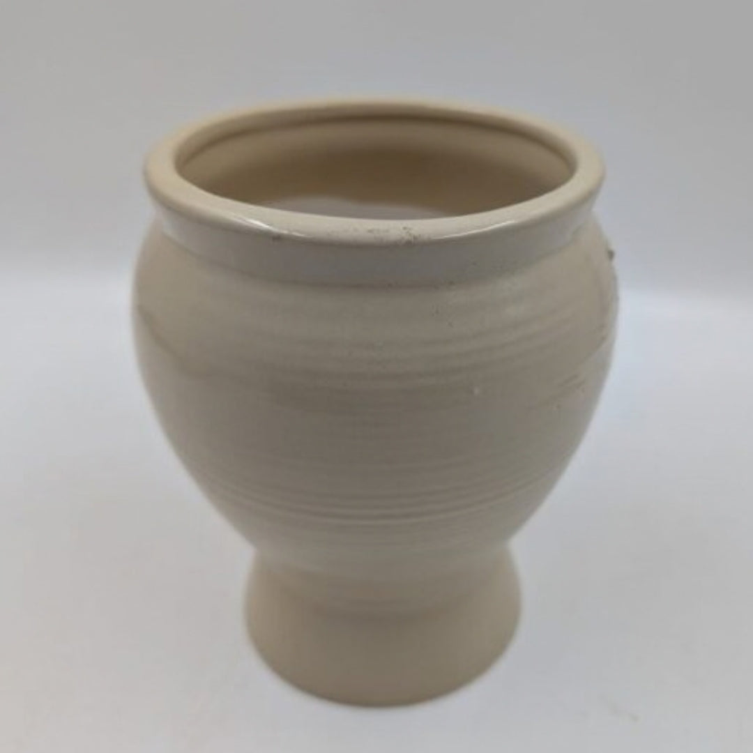 Planter - Warm Beige Urn Pot, Pedestal Base