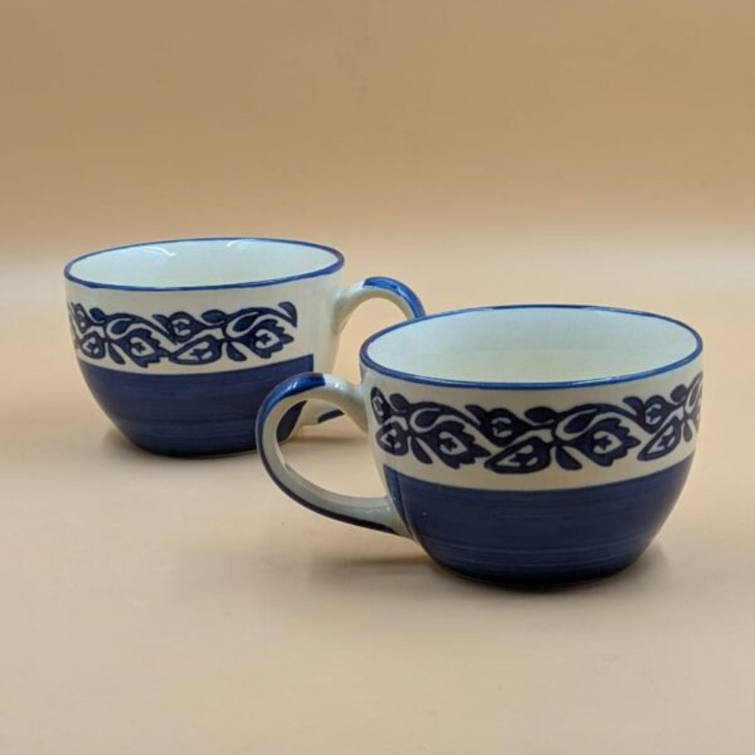 Soup Cups - Blue Traditional Floral Paisley Motif