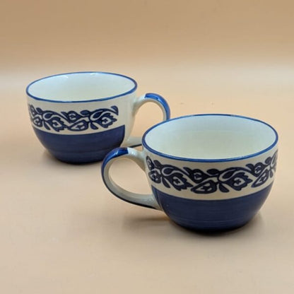 Soup Cups - Blue Traditional Floral Paisley Motif