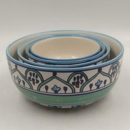 Serving Containers Set - Handpainted Blue & Teal Floral Motif