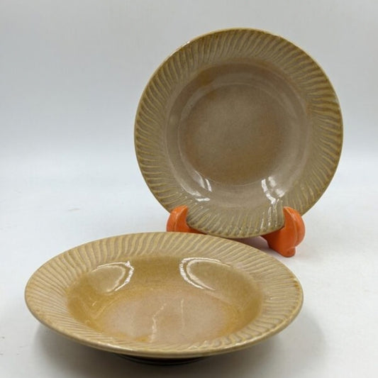 Soup Plates - Light Brown Fluted Rim