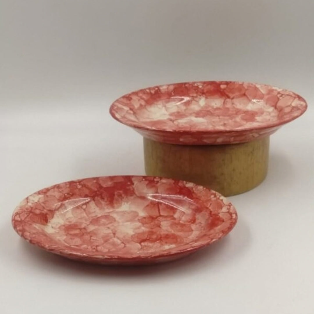 Platter - Oval Red Bubble Design
