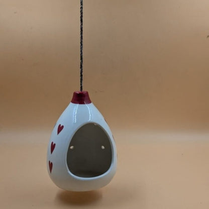 Hanging Bird Feeder / Nest (16 cm) - Heart Pattern Teardrop Bird House