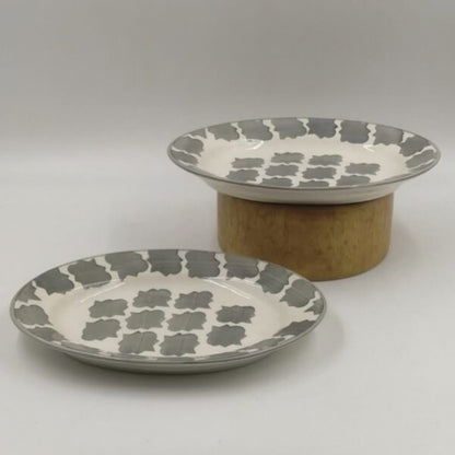 Platter - Oval Grey Moroccan Pattern