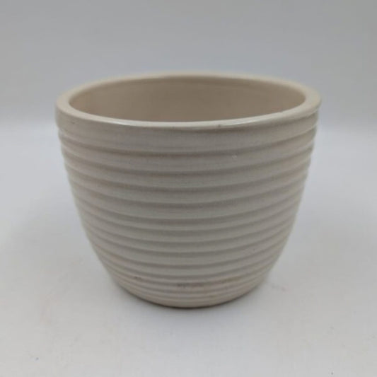 Planter - Cream Ribbed Tapered Pot & Desk Planter
