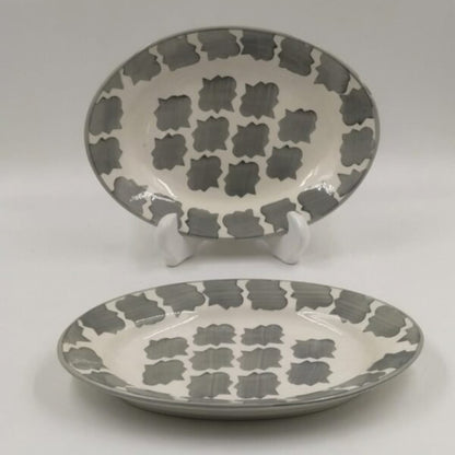 Platter - Oval Grey Moroccan Pattern