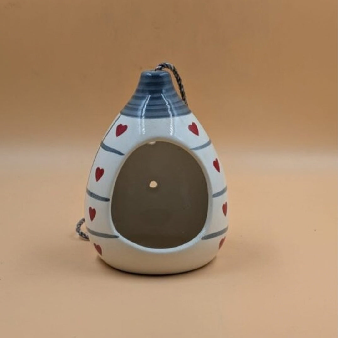 Hanging Bird Feeder / Nest (16 cm) - Heart Pattern Teardrop Bird House