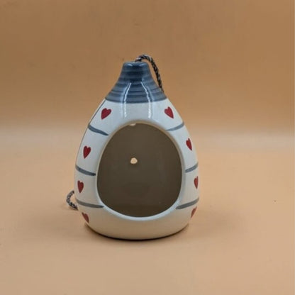 Hanging Bird Feeder / Nest (16 cm) - Heart Pattern Teardrop Bird House