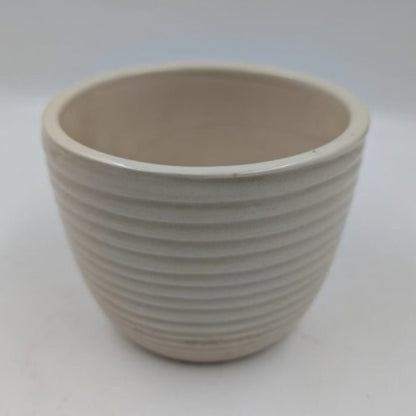Planter - Cream Ribbed Tapered Pot & Desk Planter