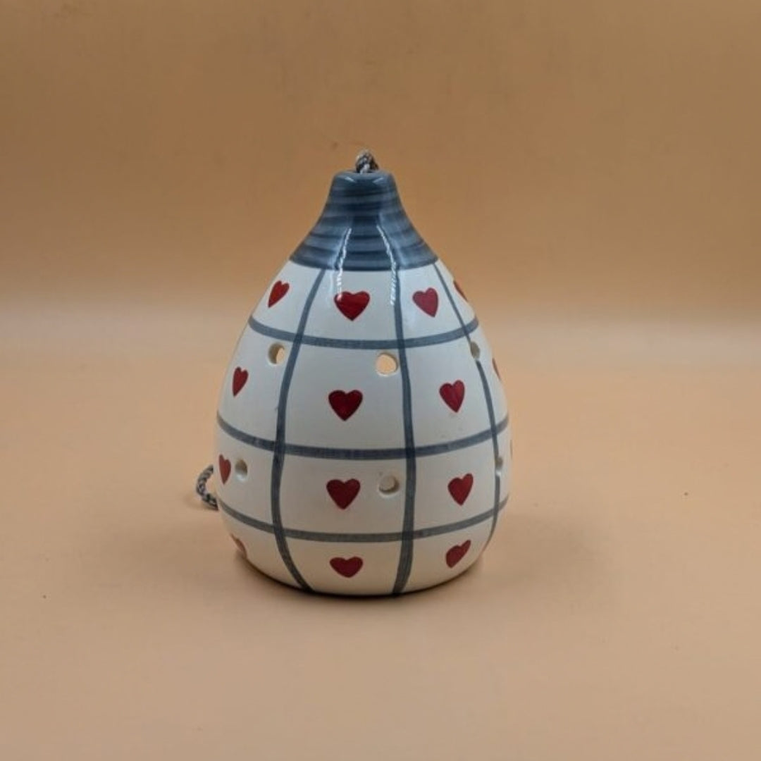 Hanging Bird Feeder / Nest (16 cm) - Heart Pattern Teardrop Bird House
