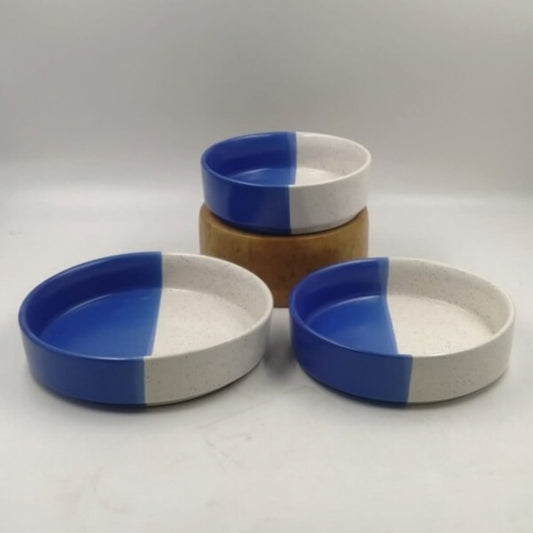 Shallow Serving Platter Set - Dual-Tone Blue & Half White
