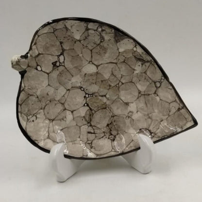 Platter - Leaf Shaped Black Bubble Pattern
