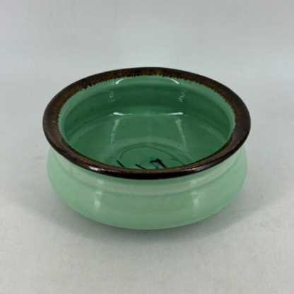 Ceramic Serving Handi Container - Mint Green with Brown Rim