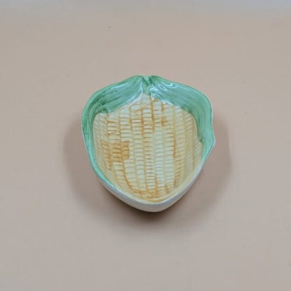 Platter - Corn Cob Shape Yellow & Green Handpainted