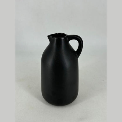 Ceramic Jug Flower Vase with Handle - Matte Black