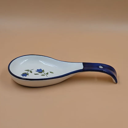 Spoonrest - Floral Print with Blue Handle