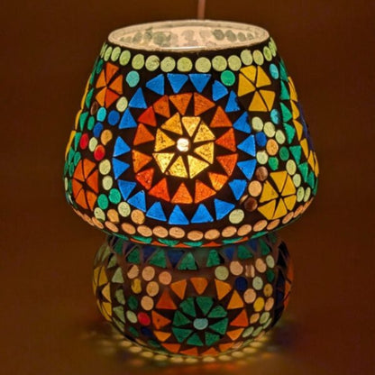 Mosaic Glass Mushroom Table Lamp