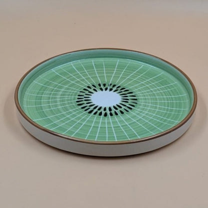Plate - Green Kiwi Fruit Slice Pattern Quarter Plate, 20 cm