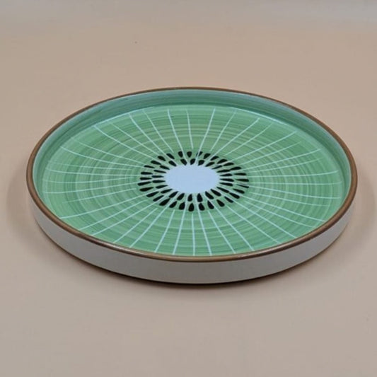 Plate - Green Kiwi Fruit Slice Pattern Quarter Plate, 20 cm
