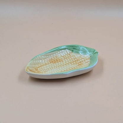 Platter - Corn Cob Shape Yellow & Green Handpainted