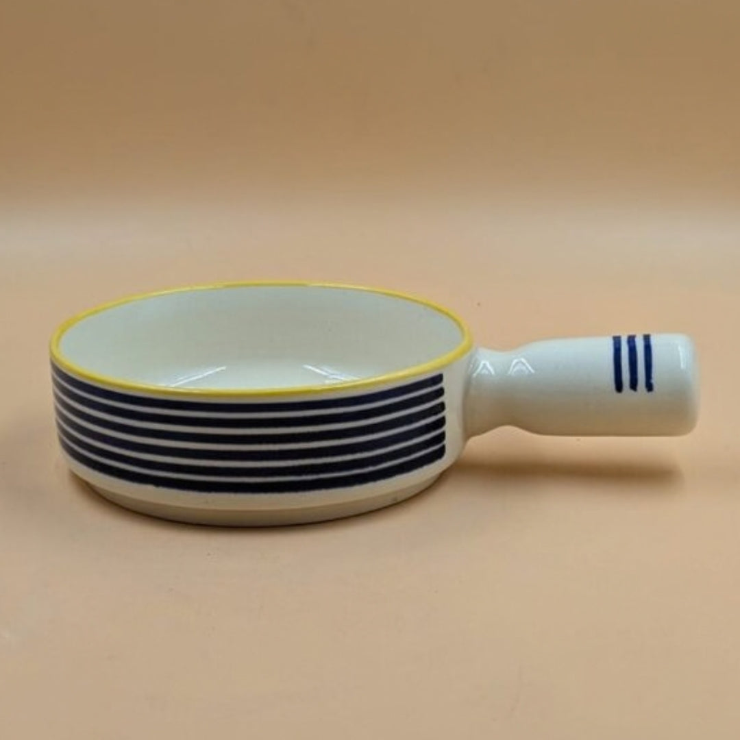 Breakfast Bowl with Handle - Blue Striped