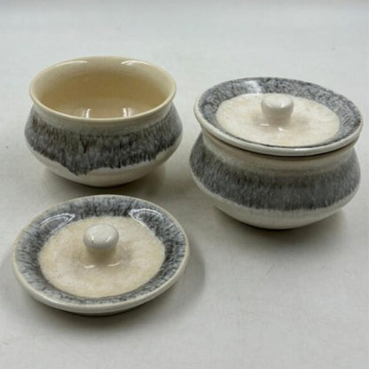 Small Serving Jars with Lid - Rustic Grey & Cream Dripping Glaze